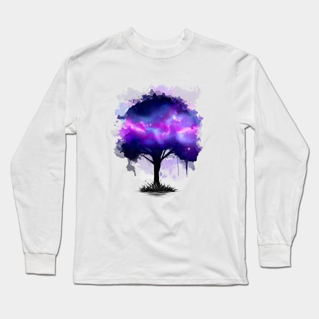 Galaxy tree Long Sleeve T-Shirt by akerly